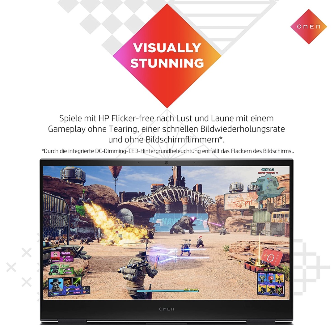 Omen 16-b0085ng (16.1inch/FHD 144Hz) Gaming Laptop (Intel Core i7-11800H, 16GB DDR4, 512GB SSD, 32GB 3DXpoint, NVIDIA GeForce RTX 3070 8GB, Windows 10, 4 Zone RGB Keyboard, QWERTZ) Shadow Black - Image 2