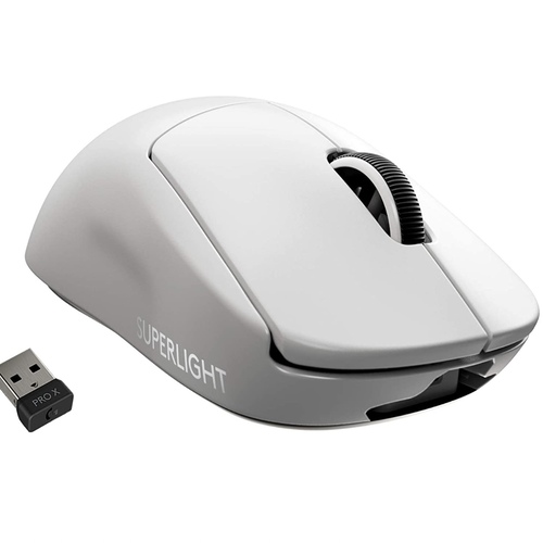 Logitech G PRO X SUPERLIGHT Wireless Gaming Mouse, HERO 25K Sensor, Ultra-Light with 63g, 5 Programmable Buttons, 70 hours Battery Life, Zero Additive PTFE Feet, PC/Mac, White - EU Packaging