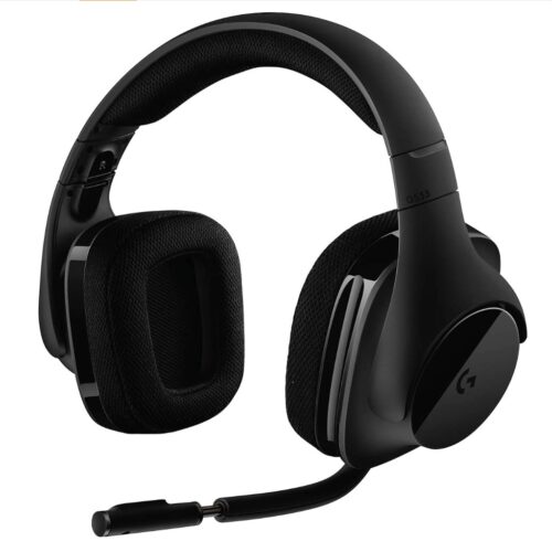 Logitech G533 Wireless Gaming Headset, 7.1 Surround Sound, DTS Headphone:X, 40 mm Pro-G Drivers, Noise-Cancelling Mic, 2.4 GHz Wireless, Lightweight, 15 h Battery Life, PC/Mac - Black
