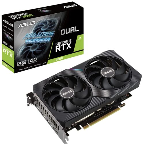 ASUS Dual NVIDIA GeForce RTX 3060 V2 OC Edition 12GB GDDR6 Gaming Graphics Card (PCIe 4.0, 12GB, HDMI 2.1, DisplayPort 1.4a, 2-slot, axial fan, 0 dB technology)